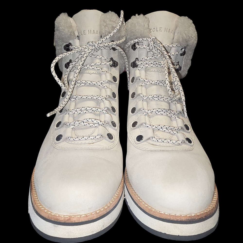 Cole Haan Women's Cream Lace-Up Boots